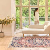 Eco-Washable Red Rug Medallion Design