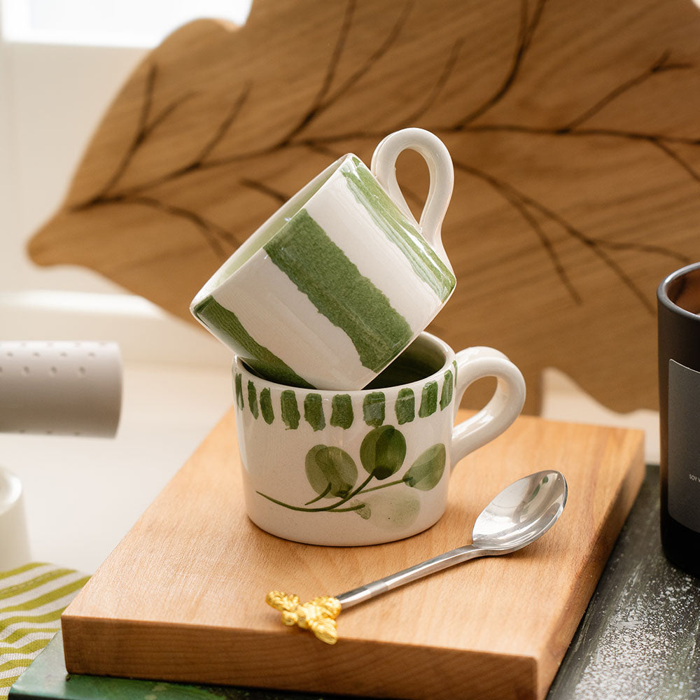 Selbrae House Flora Stripe 2 Ceramic Espresso Cups