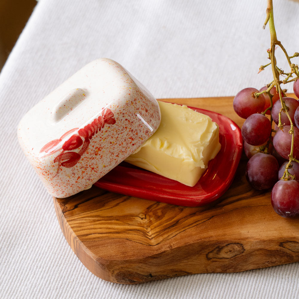 Selbrae House Red Lobster Mini Ceramic Butter Dish & Knife Set