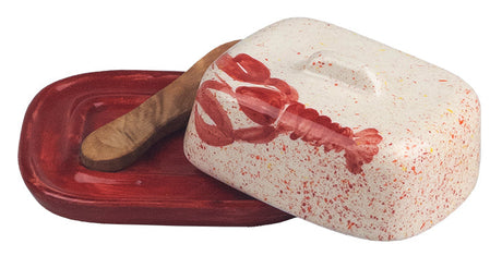 Selbrae House Red Lobster Mini Ceramic Butter Dish & Knife Set