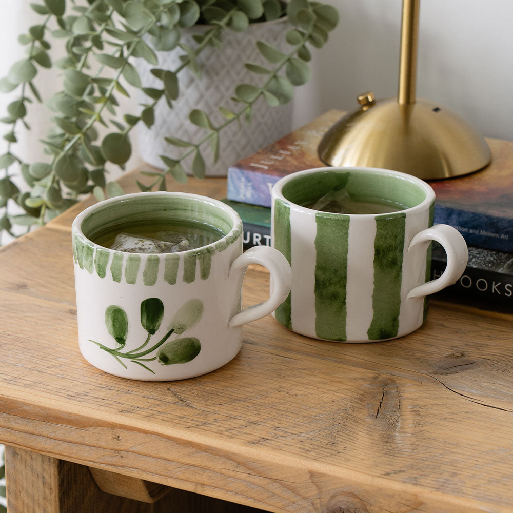 Selbrae House Green Stripe Large Ceramic Mug