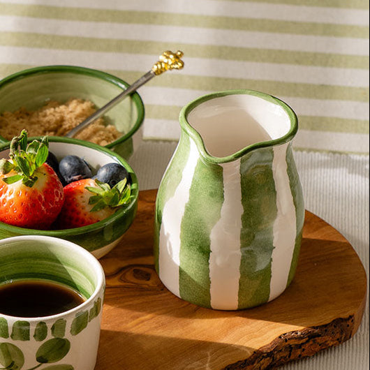 Selbrae House Green Stripe Small Ceramic Jug