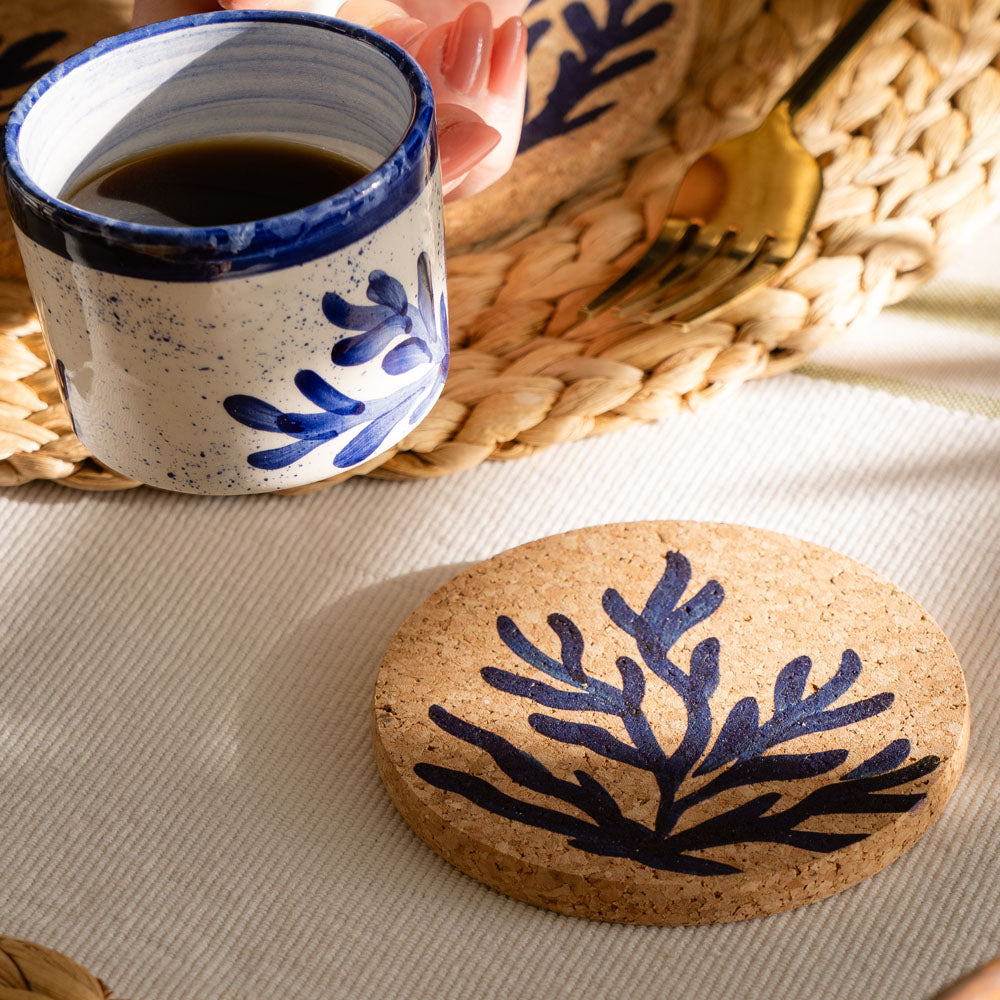 Selbrae House Blue Coral Single Cork Coaster
