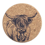 Highland Cow Selbrae House Single Cork Coaster