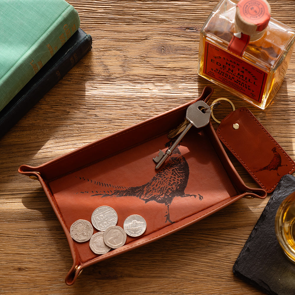 Selbrae House Pheasant Leather Trinket Tray