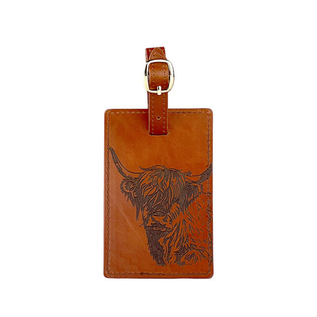Highland Cow Leather Luggage Tag