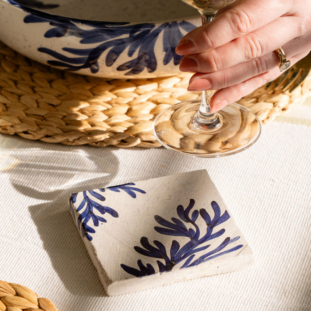 Selbrae House Blue Coral Single Stone Coaster