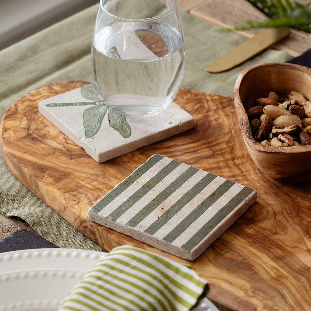 Selbrae House Green Stripe Single Stone Coaster