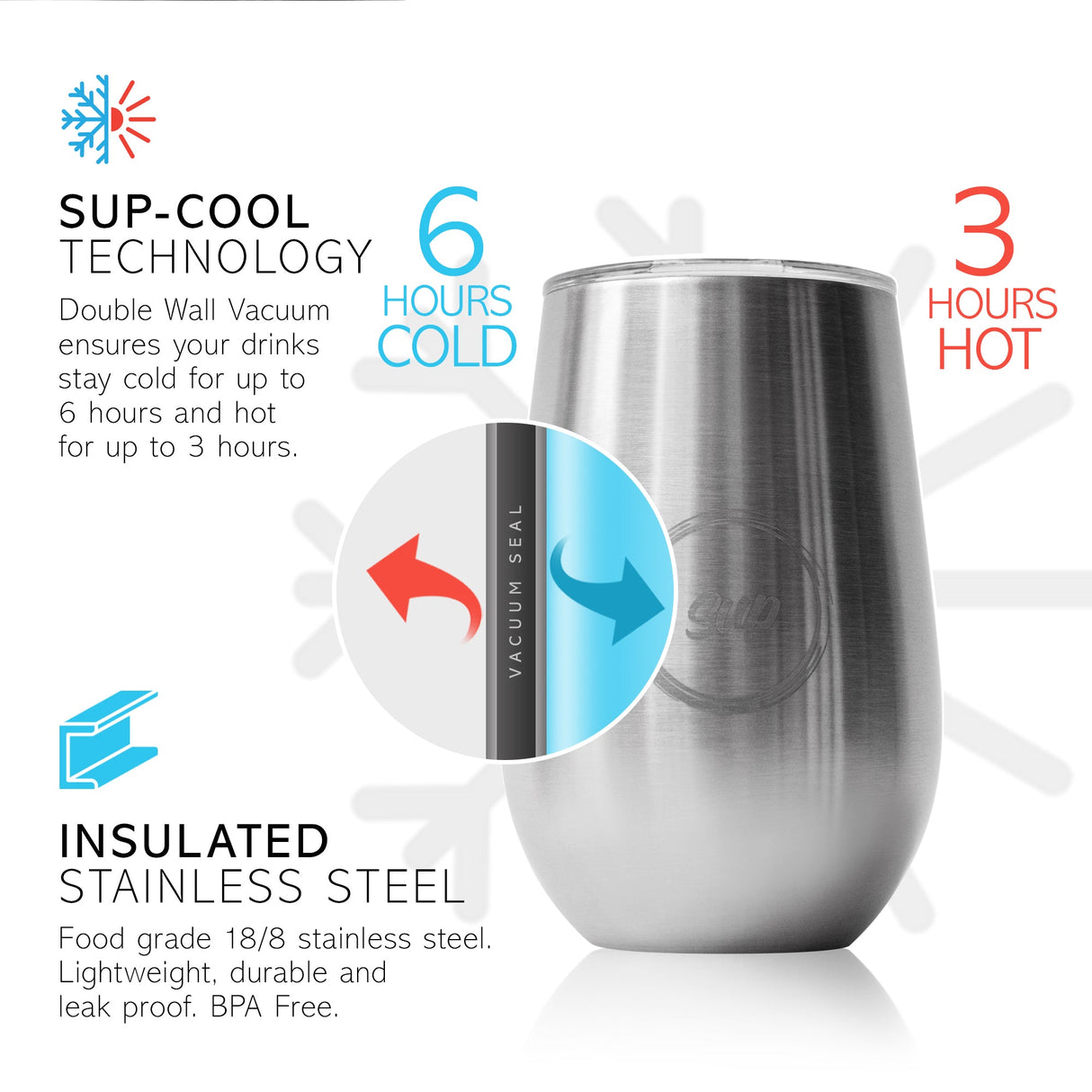 Sup drinkware Insulated Wine Tumbler Stainless Steel