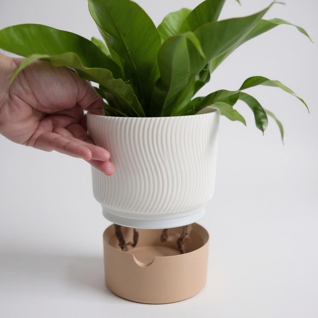 Filamora Studios Ribbed Self-Watering Planter - Set of 2