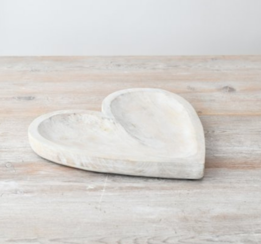 Blush & Bale Whitewashed Heart Dish - 26 x 3cm