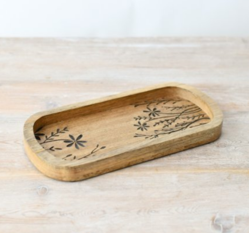 Blush & Bale Etched Floral Tray - 30cm x 14cm