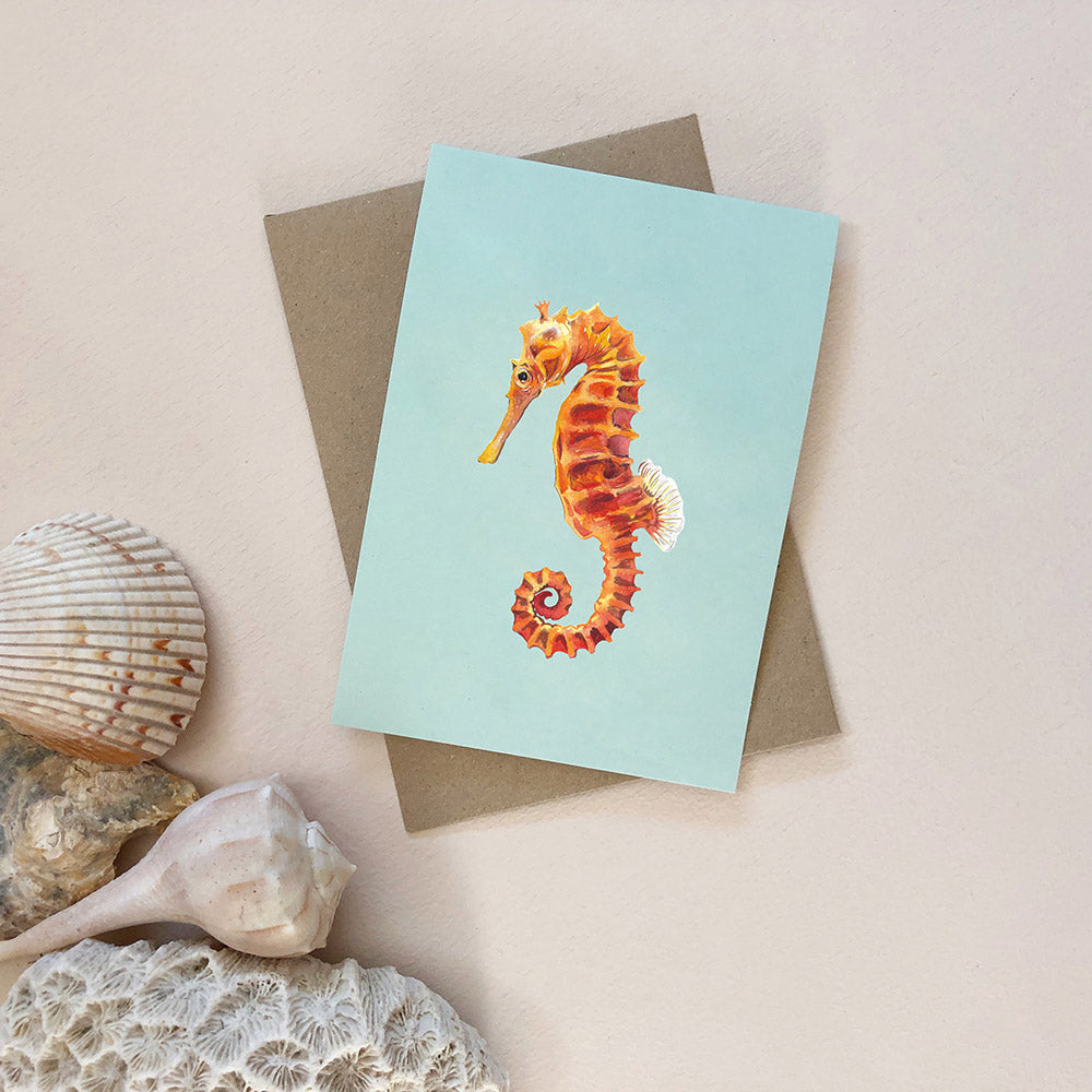 Seahorse Hand Painted Greetings Card | Katie Hipwell Design