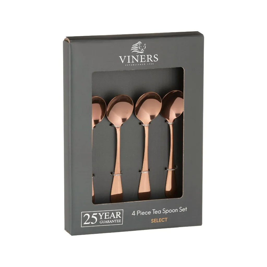 Viners Select Stainless Steel Copper Tea Spoon Set Giftbox , 4pcs