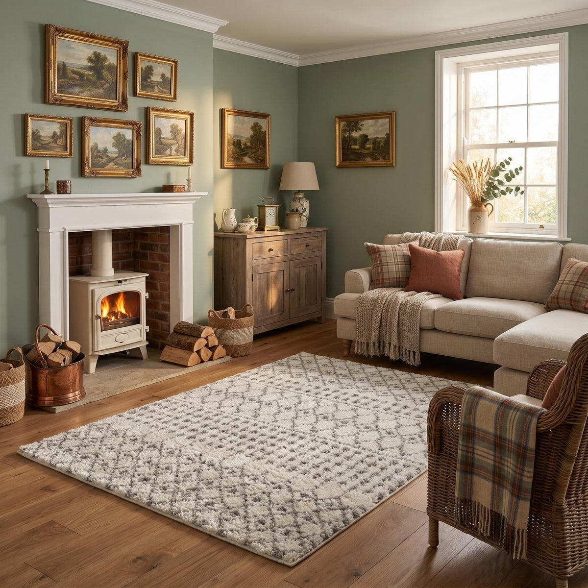 The Rugs Moroccan Ivory Grey Shaggy Rug | 1000