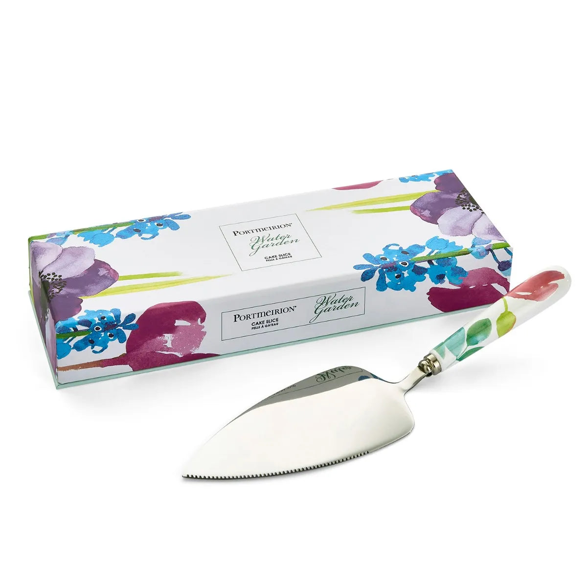 Portmeirion Porcelain Handle Water Garden Cake Slice with Floral Print