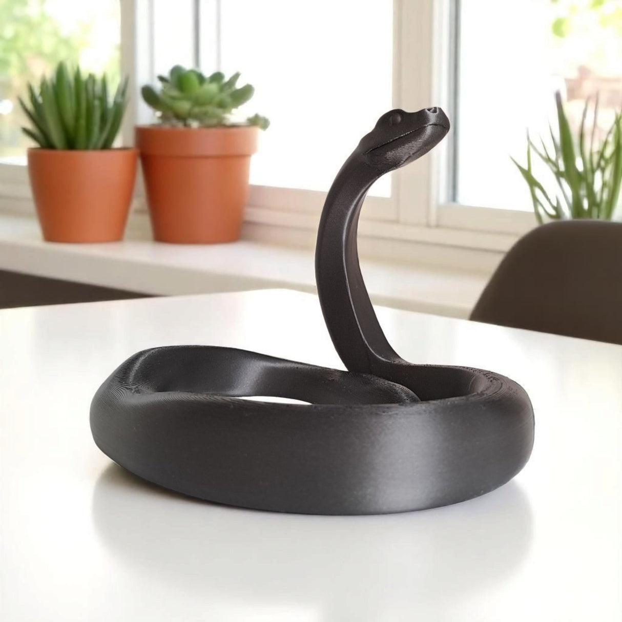 Filamora Studios Minimalist Black Mamba Snake Sculpture