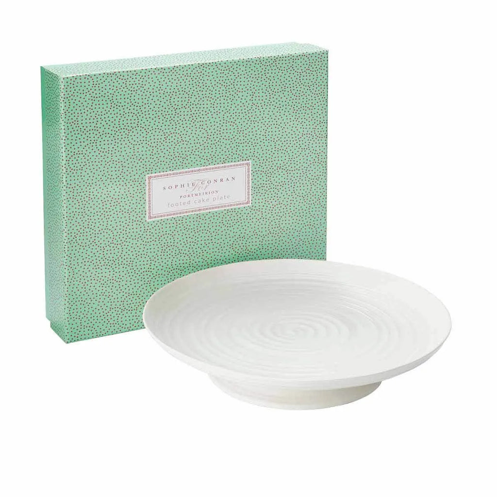 Portmeirion Sophie Conran Single Tier Porcelain Cake Stand, White with gift box