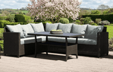 MINT Outdoor Stockholm 6 Seater Black Rattan Corner Set & Cover Bundle