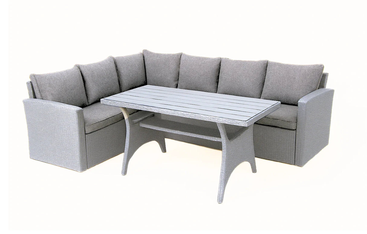 MINT Outdoor Stockholm 6 Seater Grey Rattan Corner Set & Cover Bundle