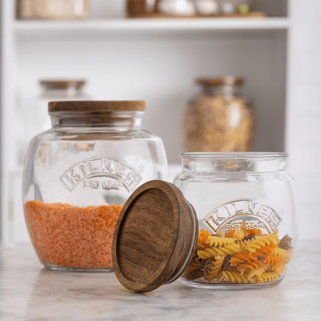 Kilner Universal Storage Jars With Acacia Wooden Lid, 2 Litre