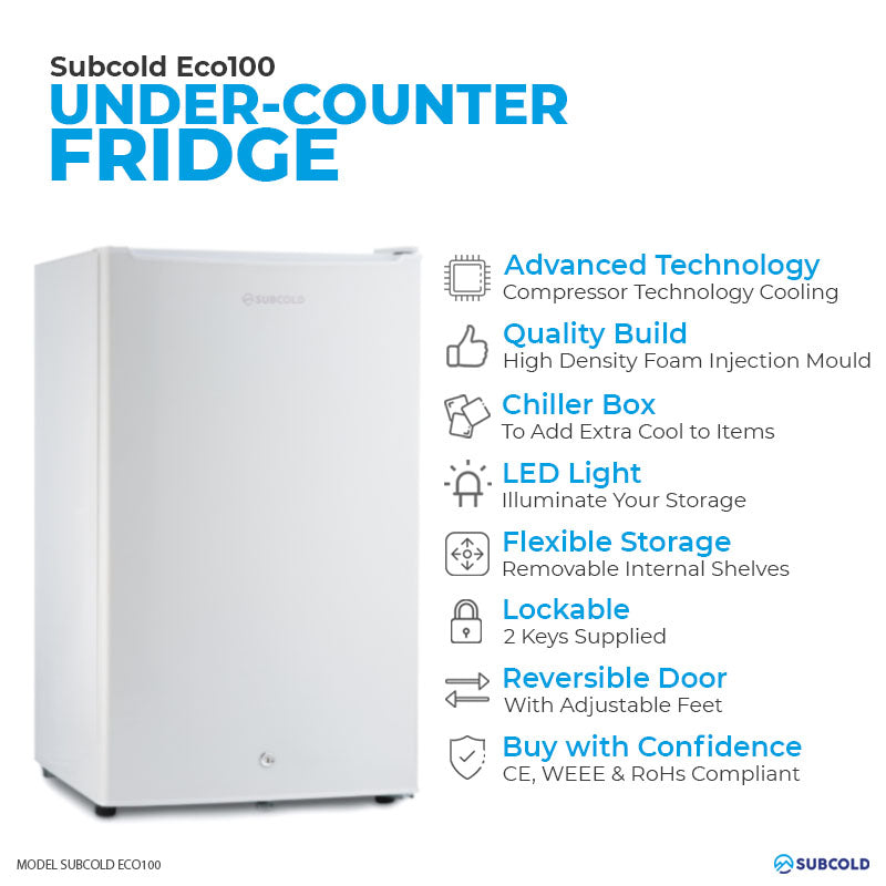 Subcold Eco100 LED Under Counter Fridge - 95L