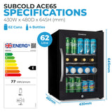 Subcold Ace65 LED Touch Control Beer Fridge | 62L