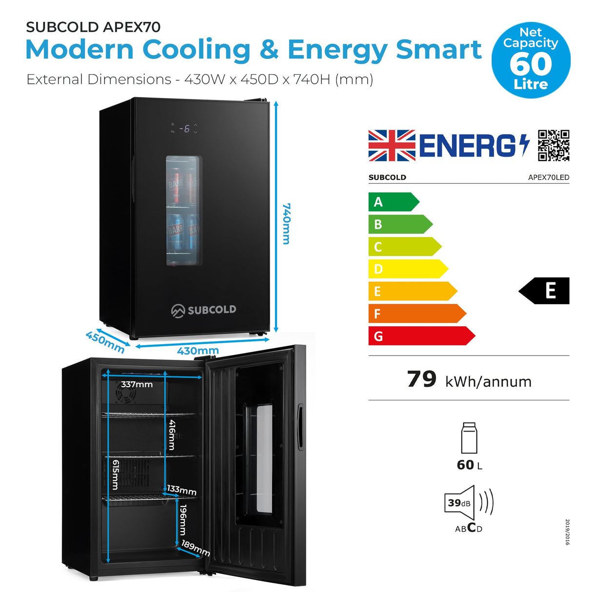 Subcold Apex70 Beer Fridge | 60L