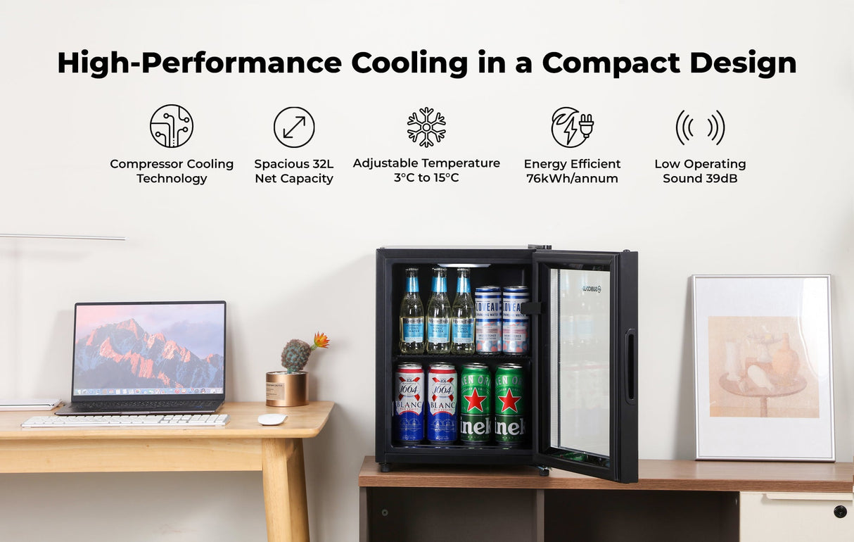Subcold Cave35-G Glass Door Beer Fridge | 32L