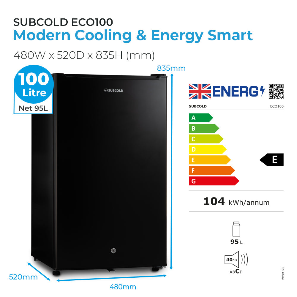 Subcold Eco100 LED Under Counter Fridge - 95L