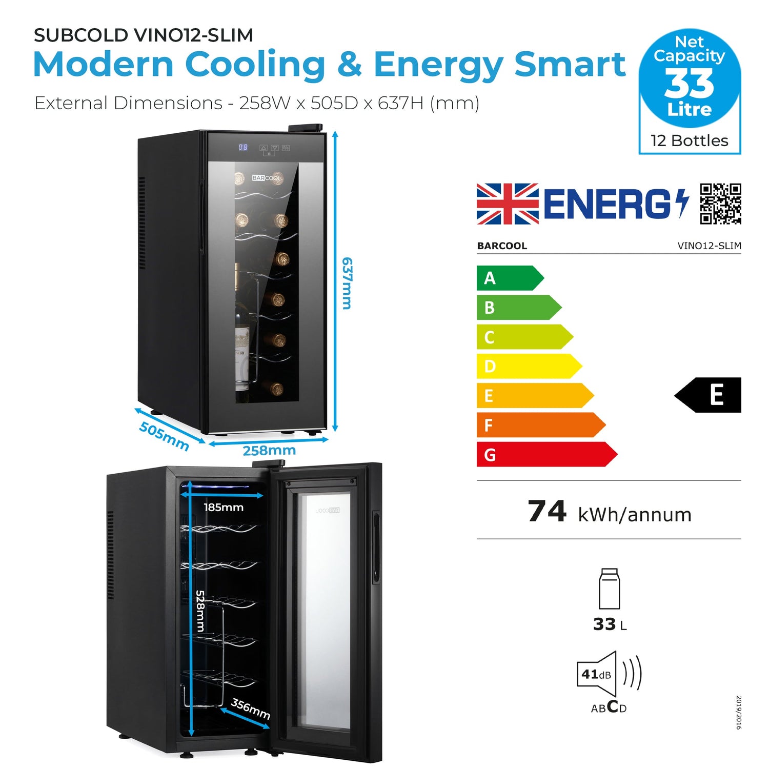 Subcold Barcool Vino12 LED Slim Wine Cooler