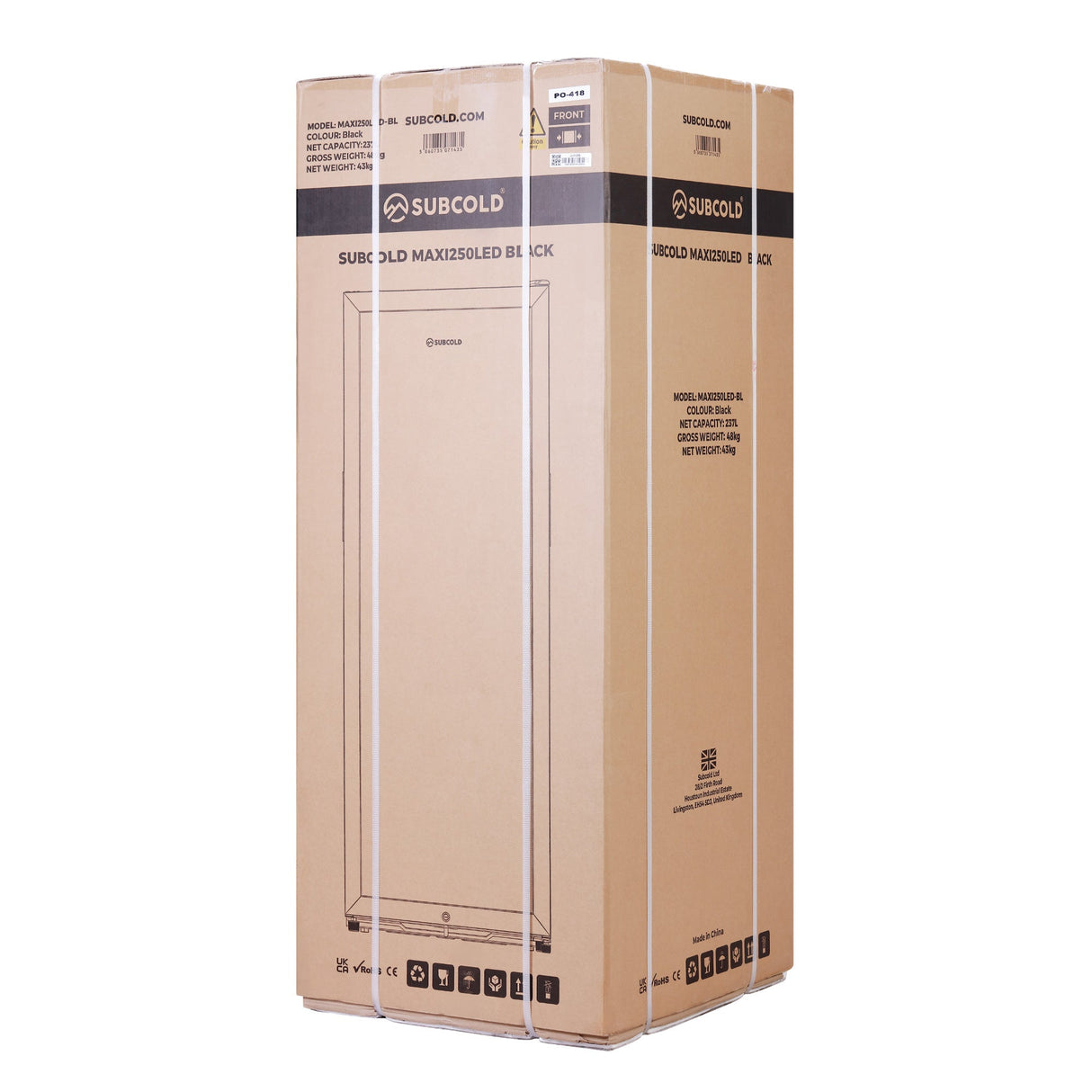 Subcold Maxi250 Tall Drinks Fridge Black - 237L