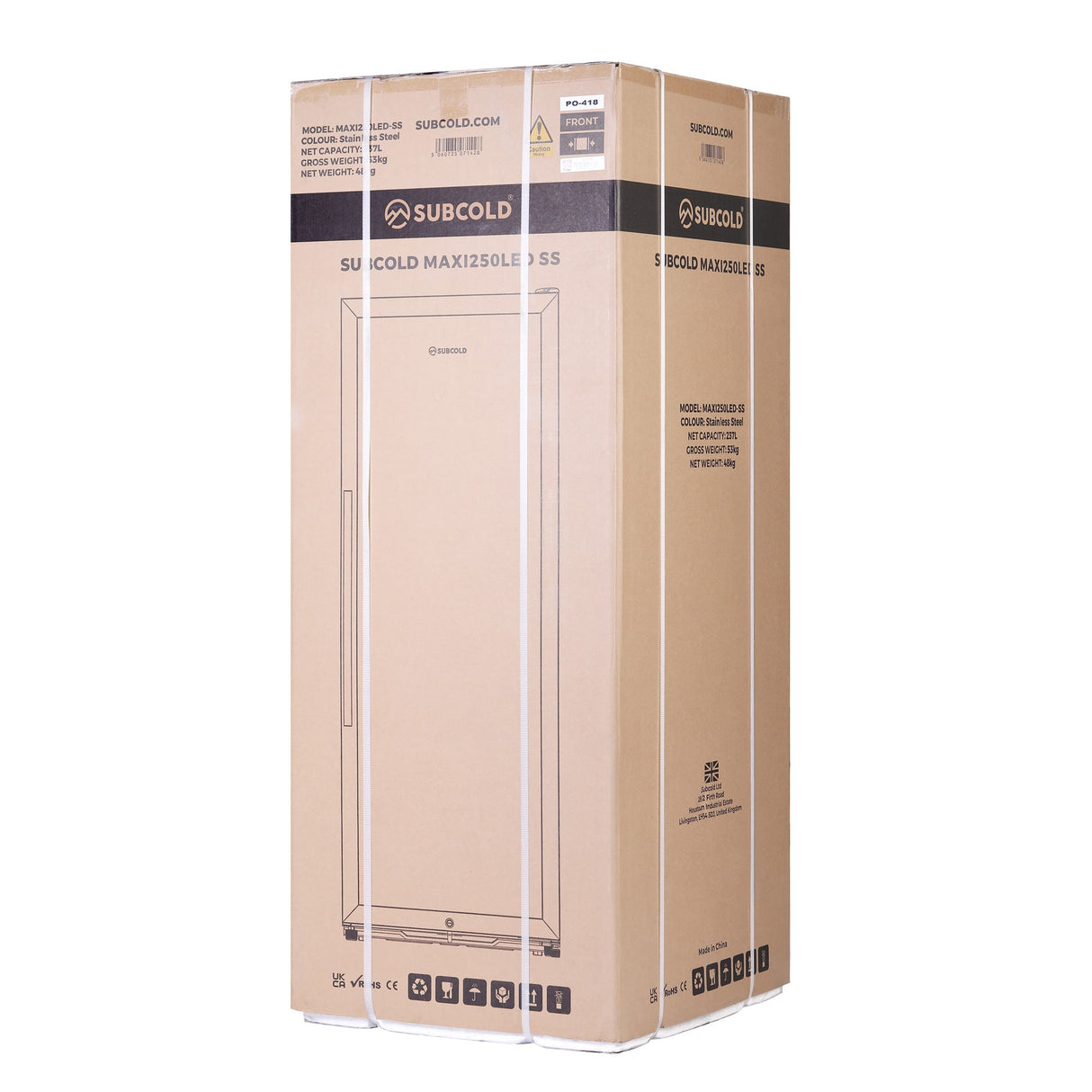 Subcold Maxi250 Tall Drinks Fridge Stainless Steel - 237L