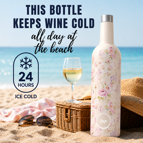 Sup drinkware Insulated Wine Bottle Flowers