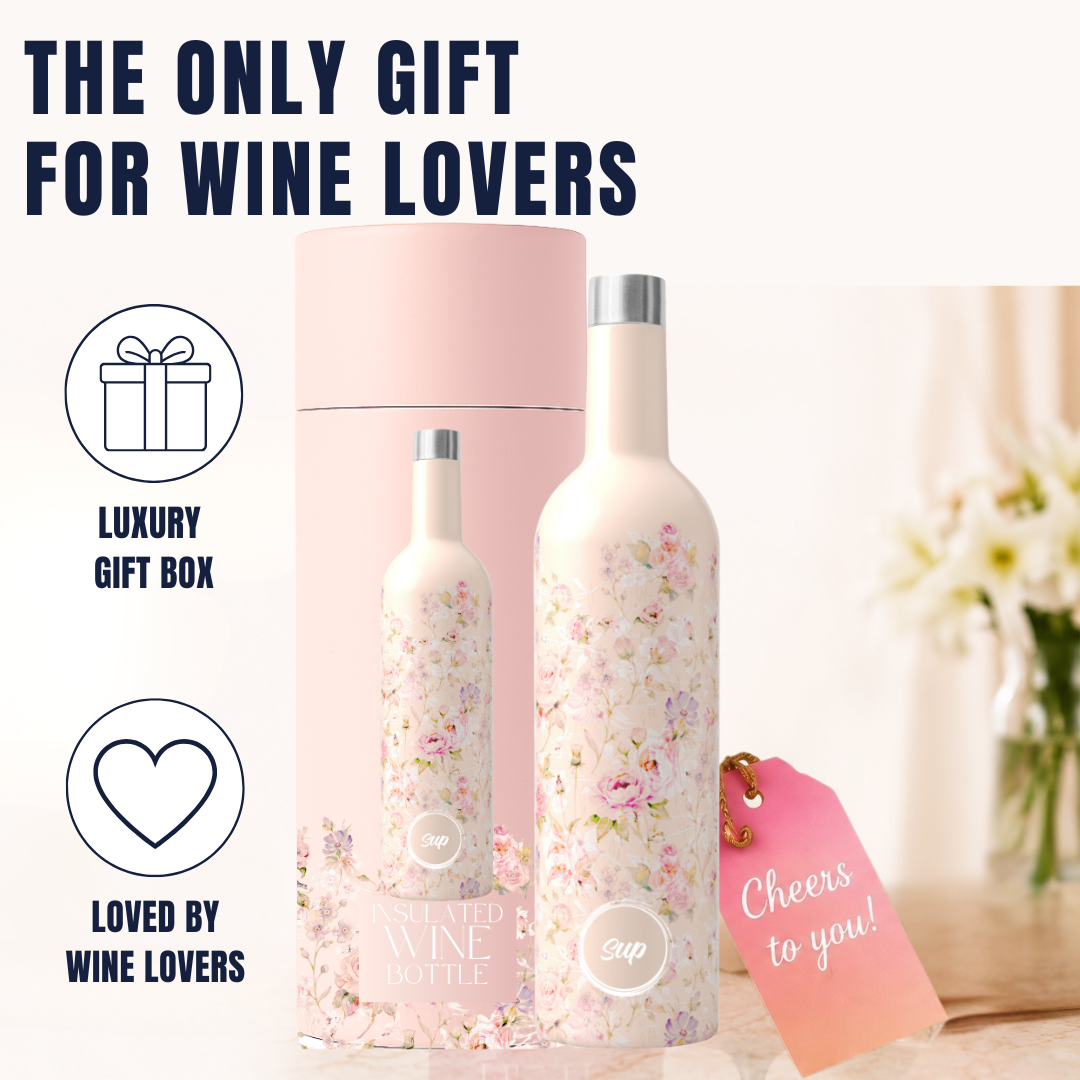 Sup drinkware Insulated Wine Bottle Flowers
