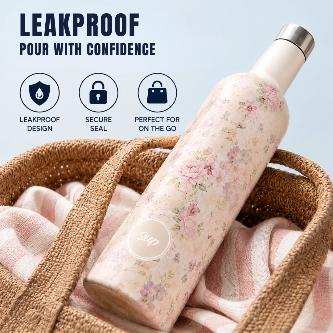 Sup drinkware Insulated Wine Bottle Flowers