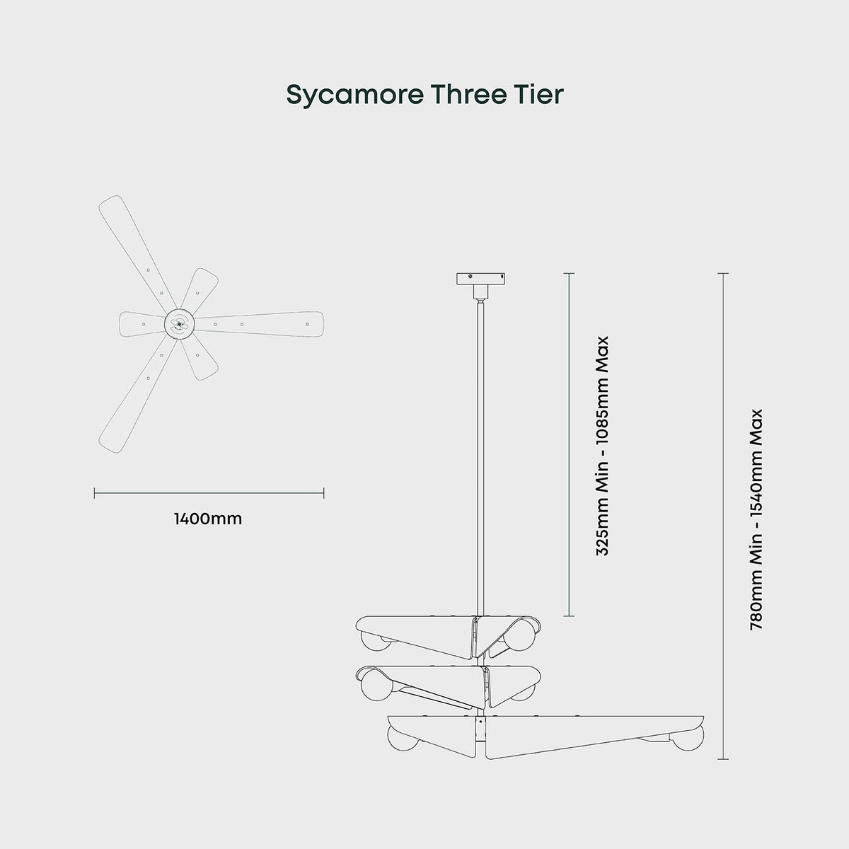 Tala Sycamore Chandelier 3 Tiers in Dusk Pink