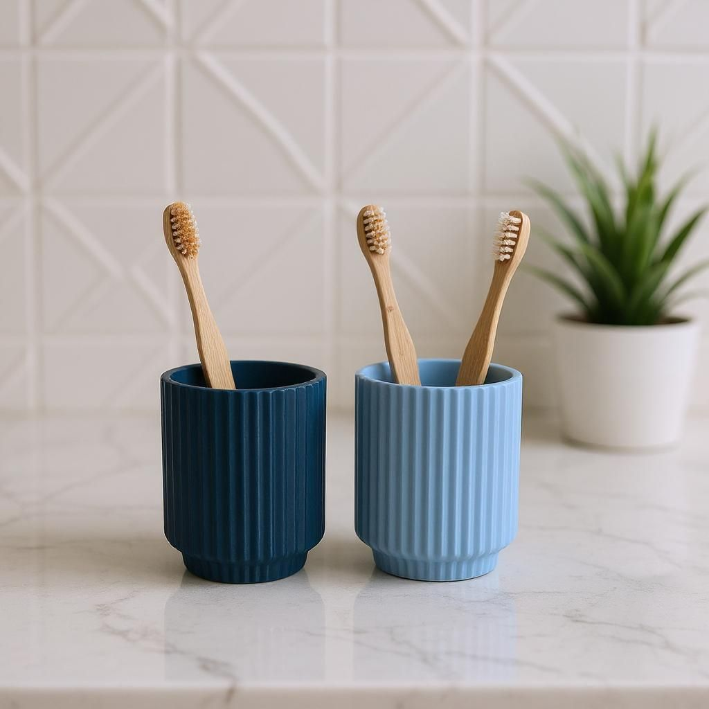 Filamora Studios Ribbed Toothbrush Cups - Set of 2