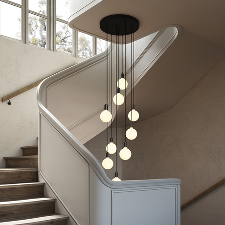 Tala Nine Pendant in Graphite with Sphere IV Bulbs