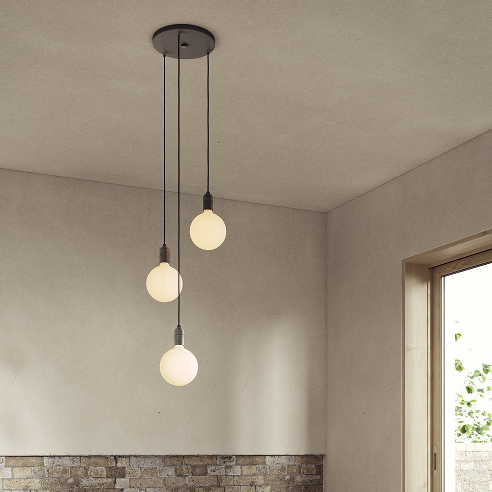 Tala Triple Pendant in Graphite with Black Canopy