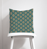 Shadowbright Teal Retro Circles Design Cushion, Throw Pillow