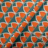 Shadowbright Teal and Orange Retro Geometric Cotton Drill Fabric