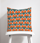 Shadowbright Teal and Orange Geometric Arches Design Cushion, Throw Pillow