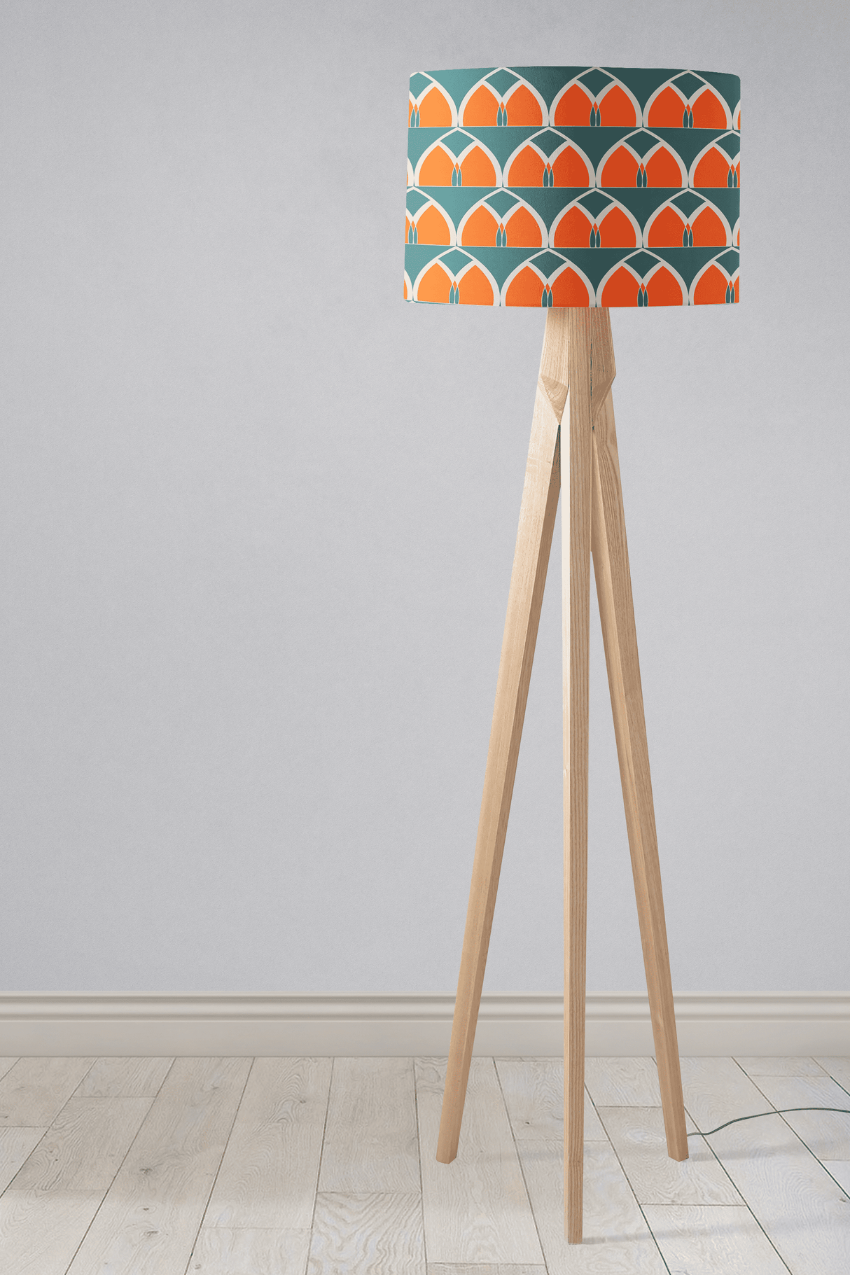 Shadowbright Teal and Orange Geometric Arches Design Lampshade