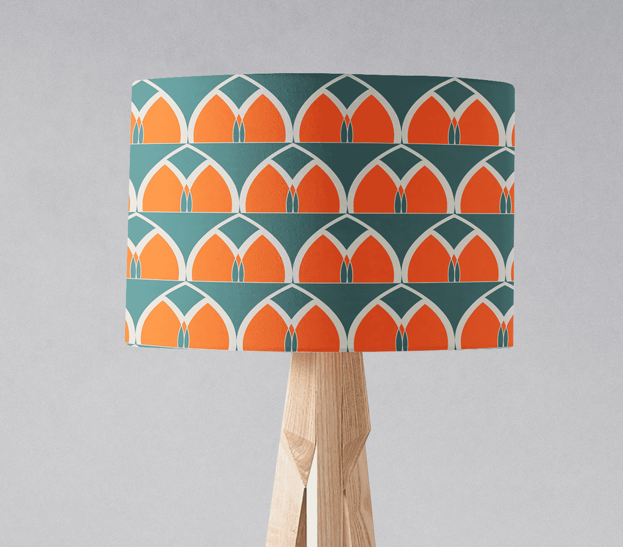 Shadowbright Teal and Orange Geometric Arches Design Lampshade