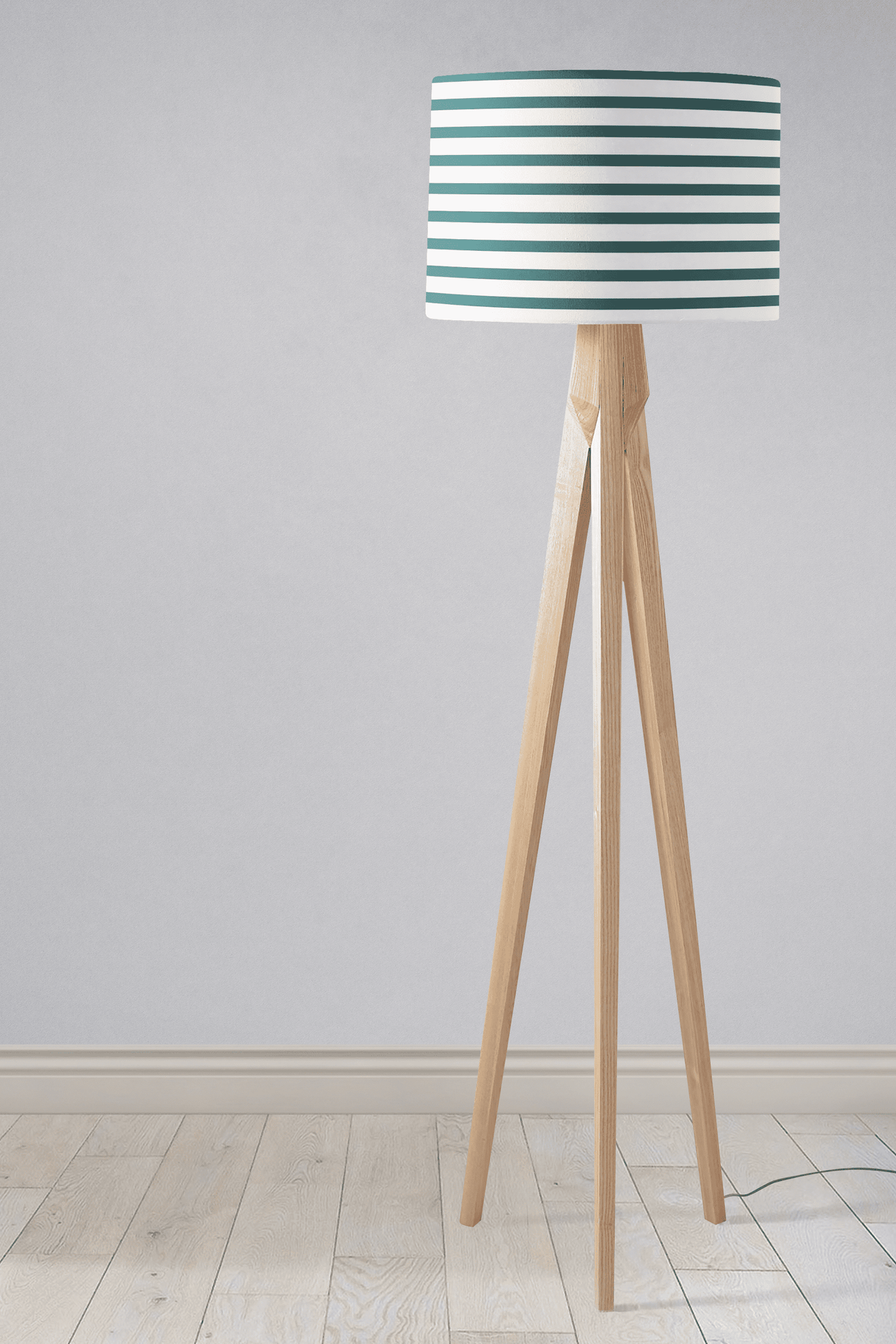 Shadowbright Teal and White Geometric Striped Lampshade, Ceiling or Table