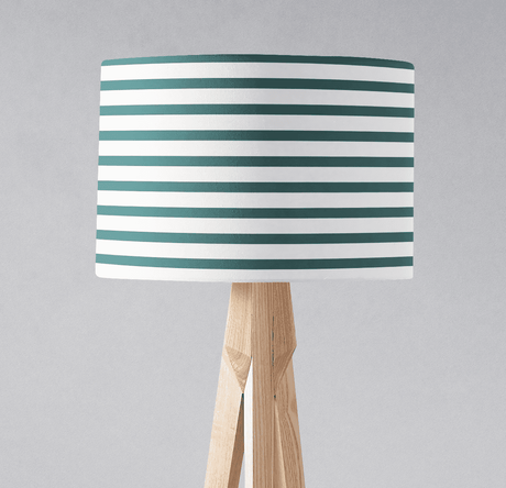 Shadowbright Teal and White Geometric Striped Lampshade, Ceiling or Table