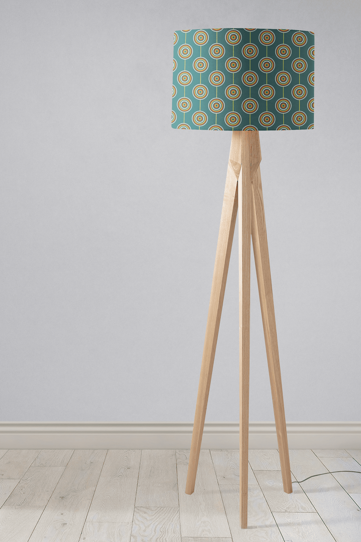 Shadowbright Teal Retro Circles Design Lampshade, Ceiling or Table