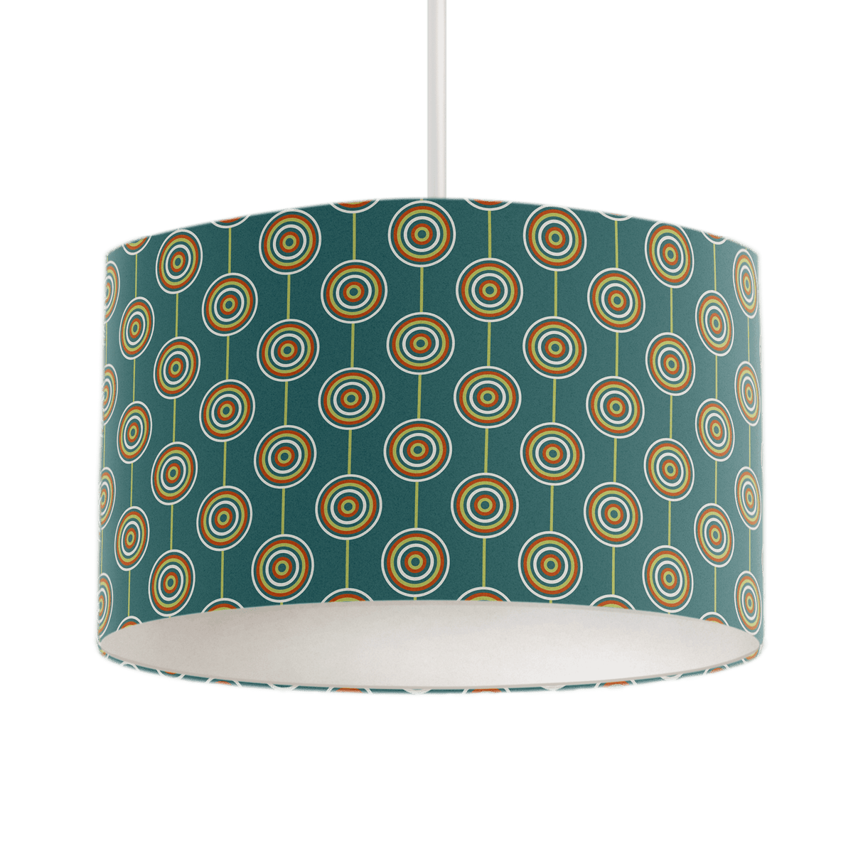 Shadowbright Teal Retro Circles Design Lampshade, Ceiling or Table