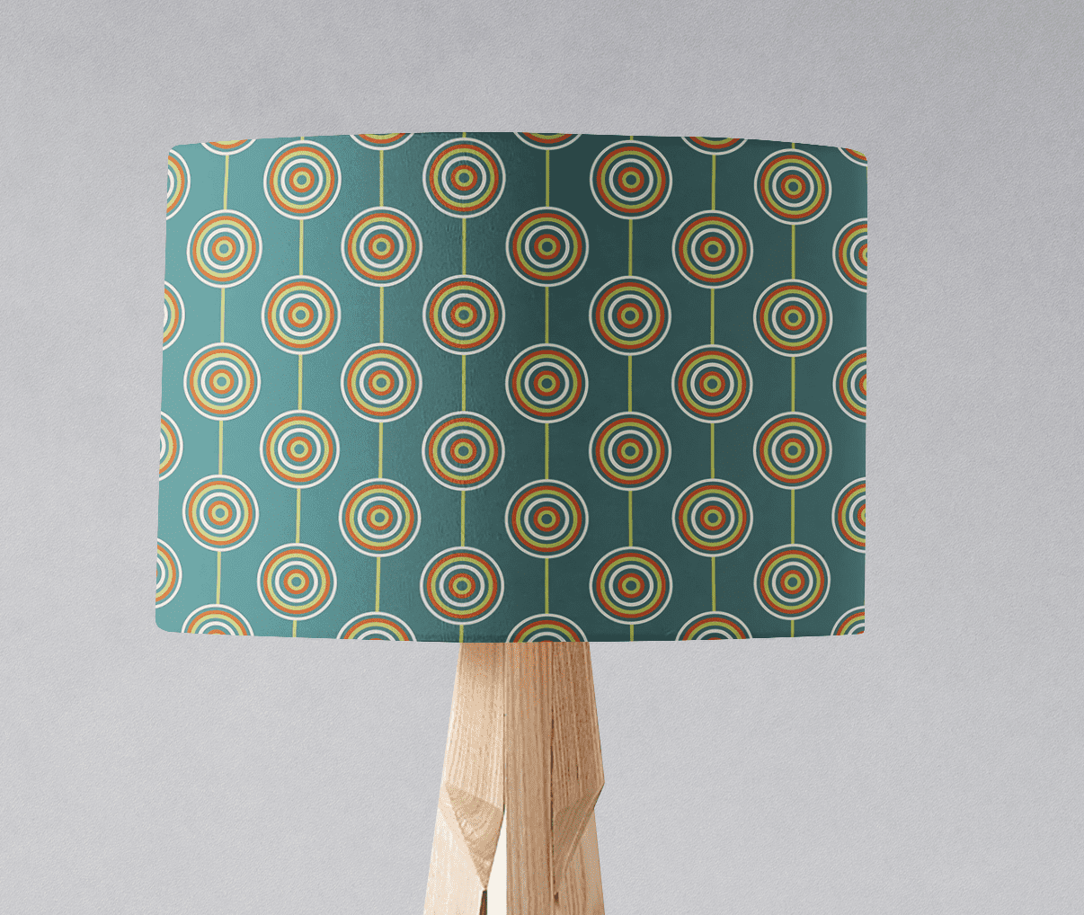 Shadowbright Teal Retro Circles Design Lampshade, Ceiling or Table